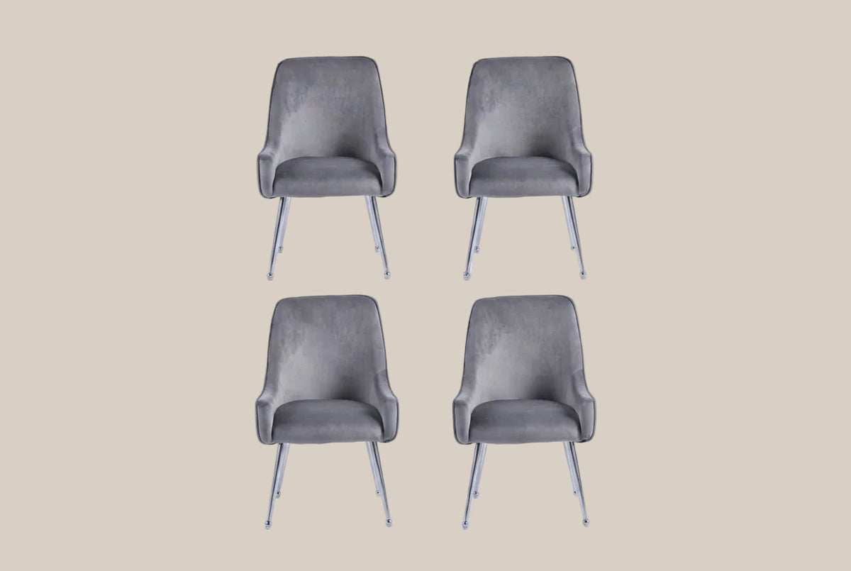 Whitby — Chaise en velours anthracite, piètement chromé — vue 5