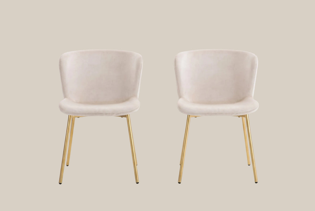 Brackendon — Chaise en velours écru, piètement gold — vue 4