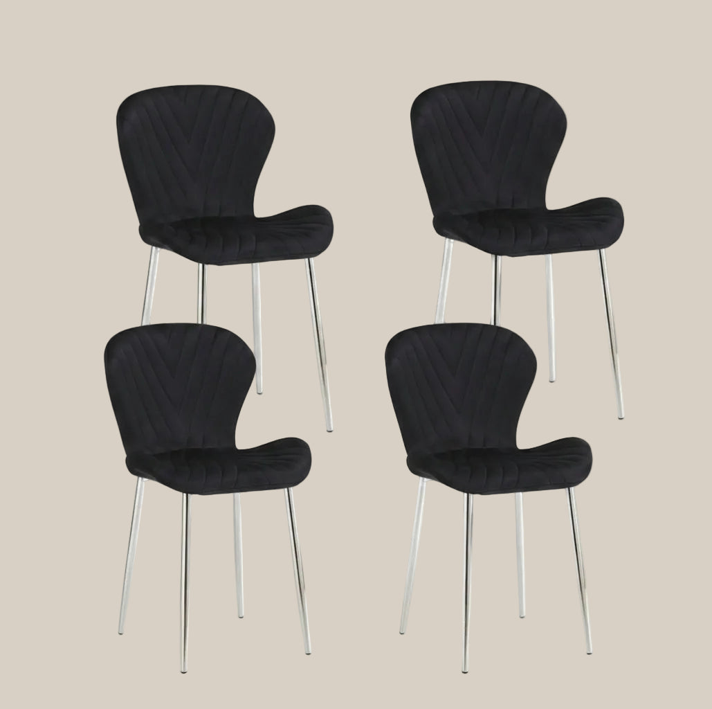 Everly — Chaise en velours noir, piètement chromé — vue 3