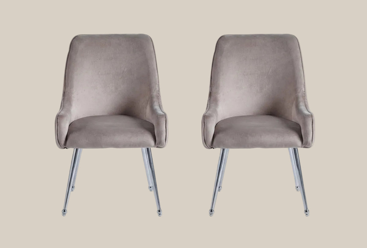 Whitby — Chaise en velours moka, piètement chromé — vue 4