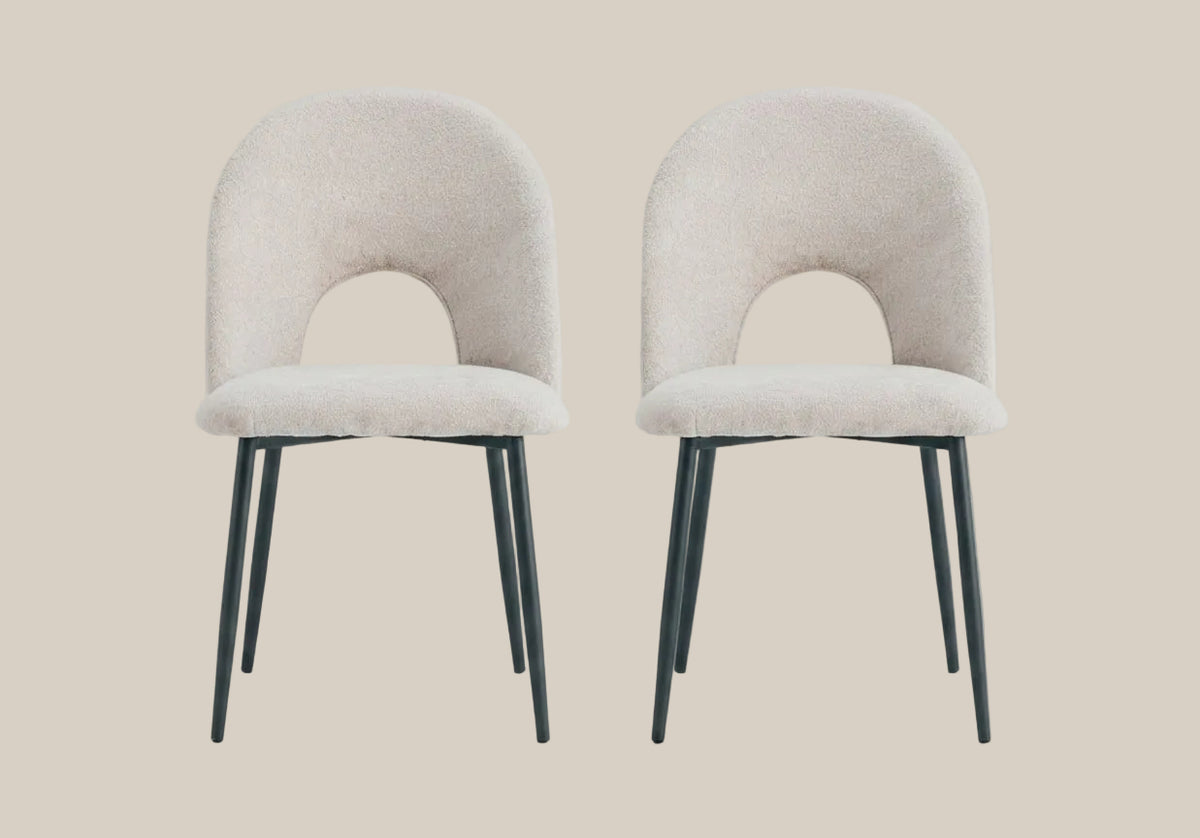 Kelby — Chaise en chenille moka, piètement métal noir — vue 3