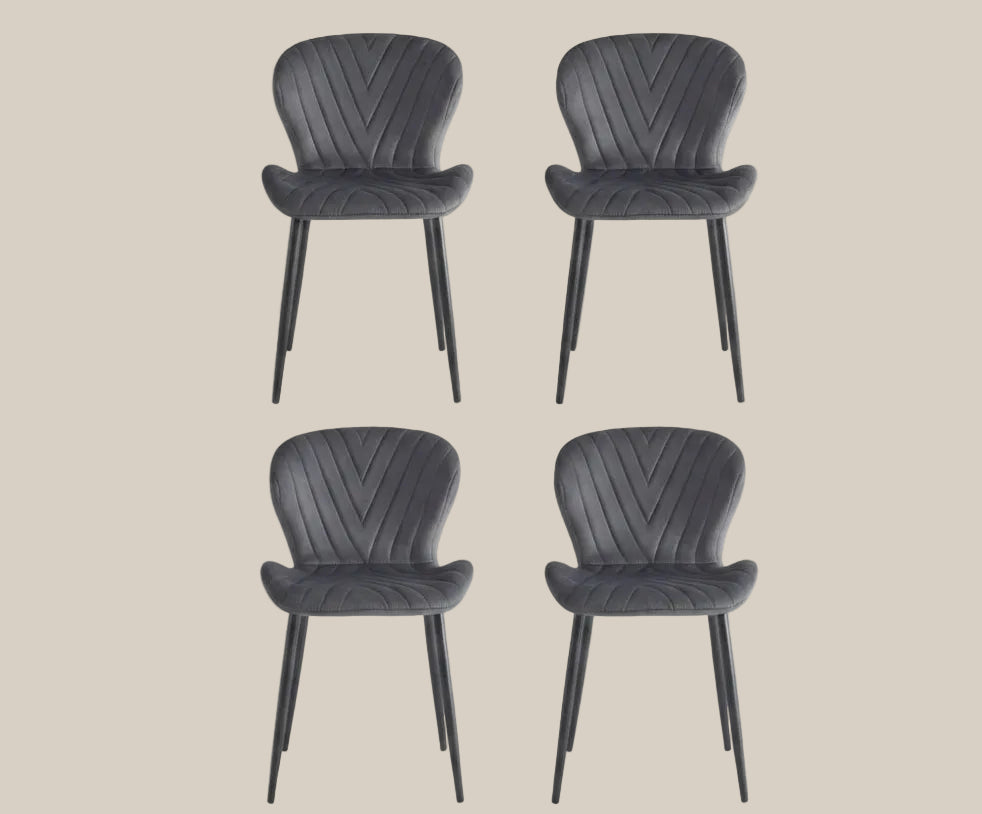 Everly — Chaise en velours anthracite, piètement métal noir — vue 6