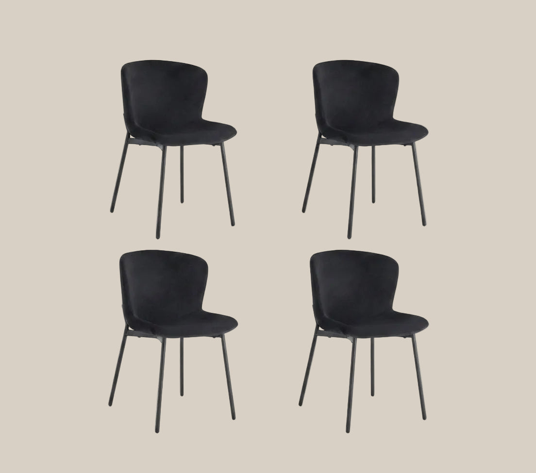 Dorney — Chaise en tissu noir, piètement métal noir — vue 4