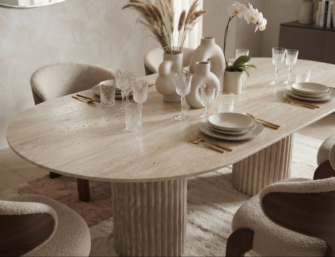 Bodton — Table à manger en céramique effet Shakespeare gris — vue 1