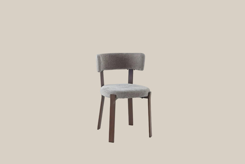 Thornby — Chaise en tissu Marbella moka, piètement effet noyer