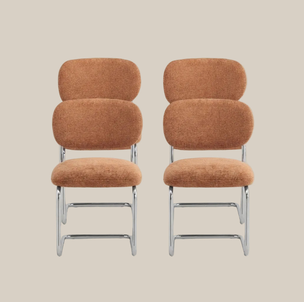 Elmore — Chaise en tissu Marbella terracotta, piètement chromé — vue 5