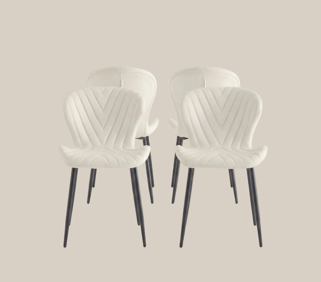 Everly — Chaise en velours beige, piètement métal noir — vue 5