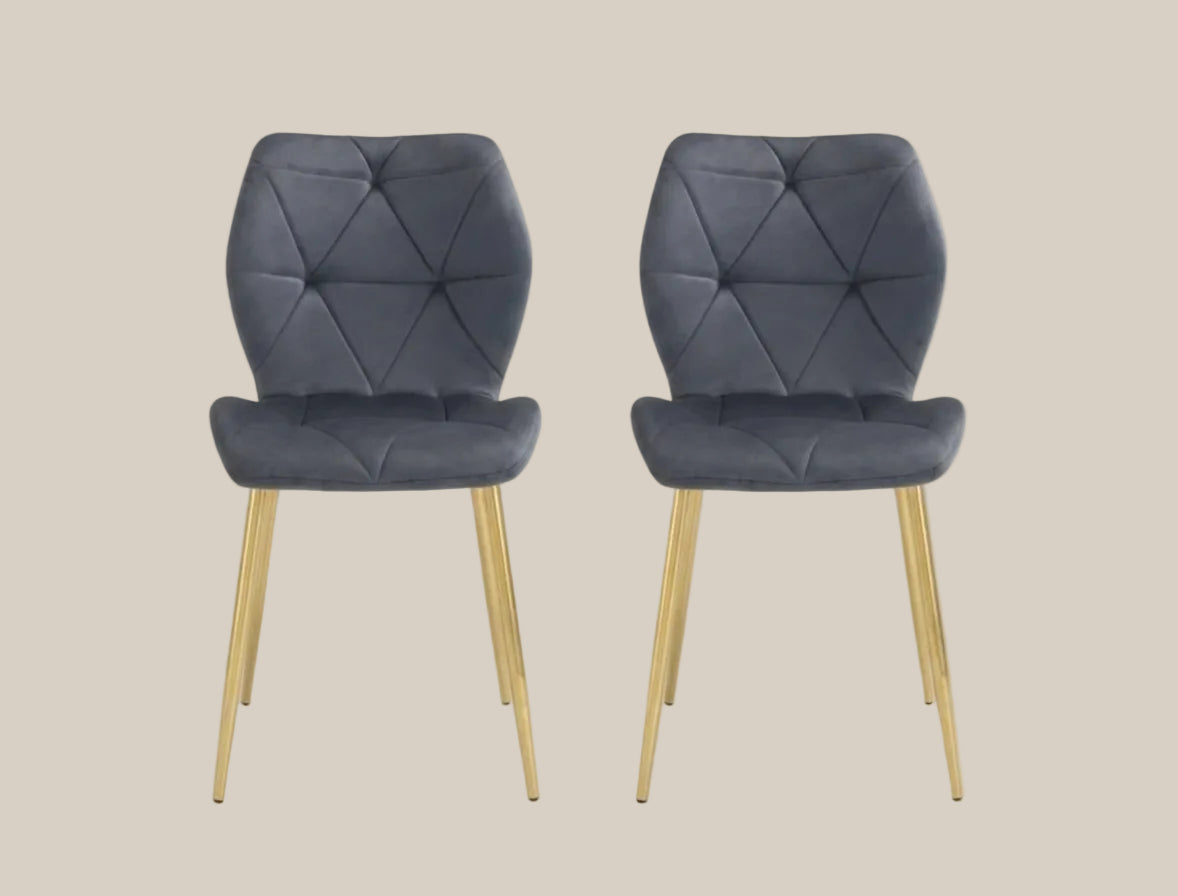 Granby — Chaise en velours anthracite, piètement doré — vue 3