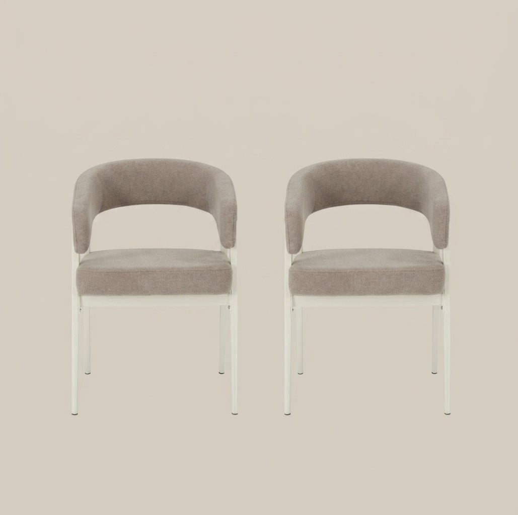 Brimley — Chaise en tissu Grain moka, piètement métal beige — vue 4