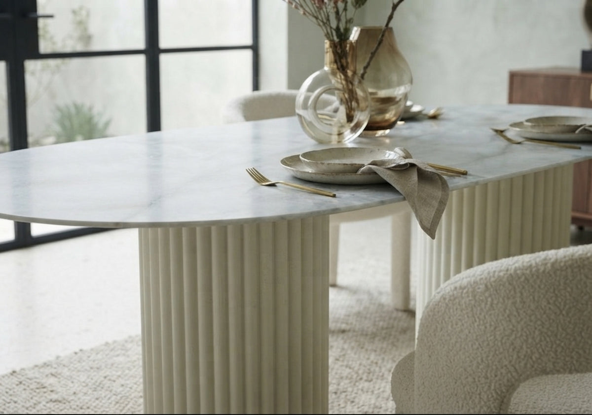 Dorcote — Table à manger en céramique teinte moka — vue 1