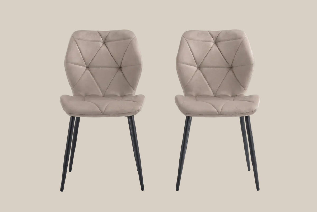 Overstone — Chaise en velours taupe, piètement métal noir — vue 3