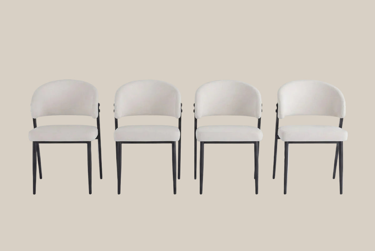 Ashford — Chaise en velours beige, piètement métal noir — vue 5