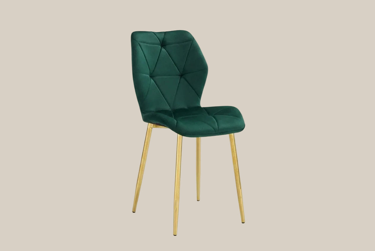 Granby — Chaise en velours vert sapin, piètement doré — vue 2