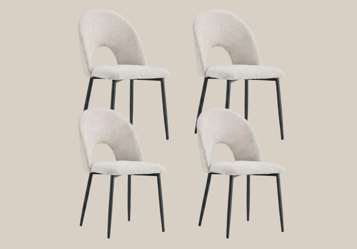 Kelby — Chaise en chenille moka, piètement métal noir — vue 4