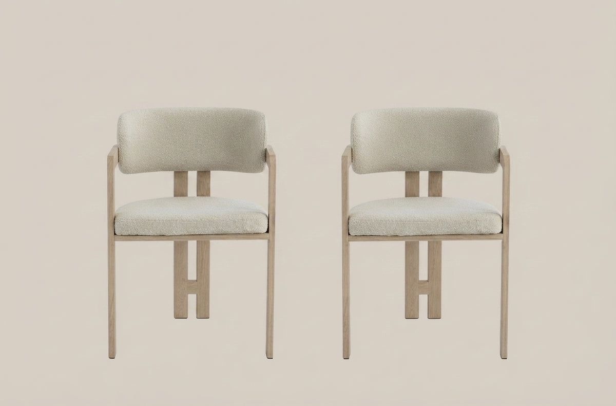 Preston — Chaise en tissu Grain sable, piètement effet chêne griffé — vue 4