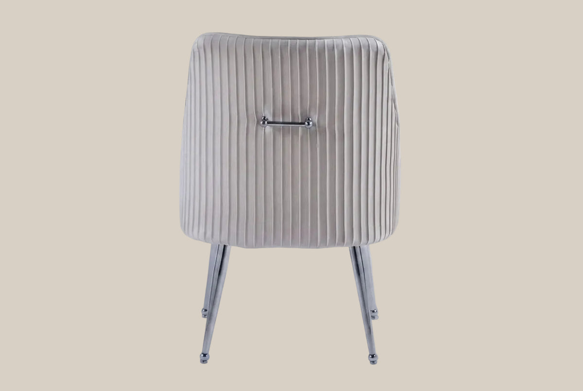 Amberley — Chaise en velours beige, piètement chrome — vue 3