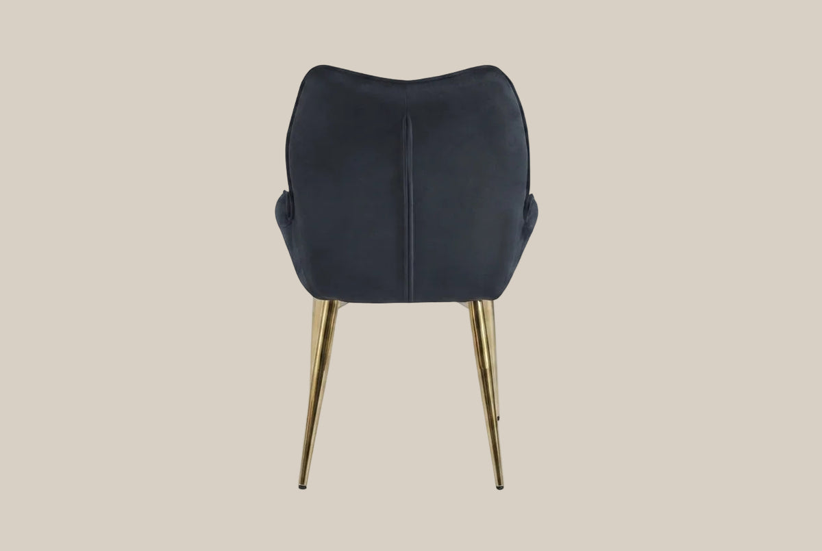 Whitmore — Chaise en coque design noir, piètement gold — vue 3