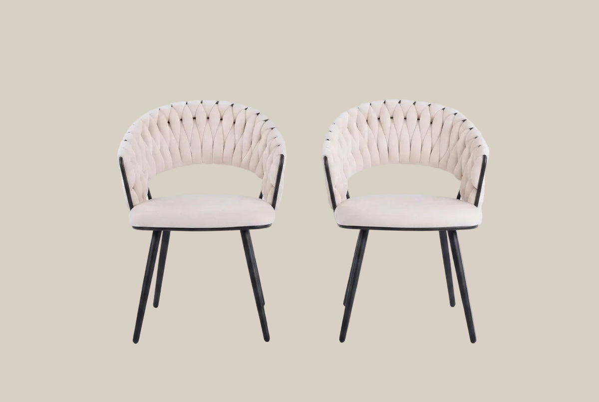 Underwood — Chaise en velours beige, piètement métal noir — vue 3