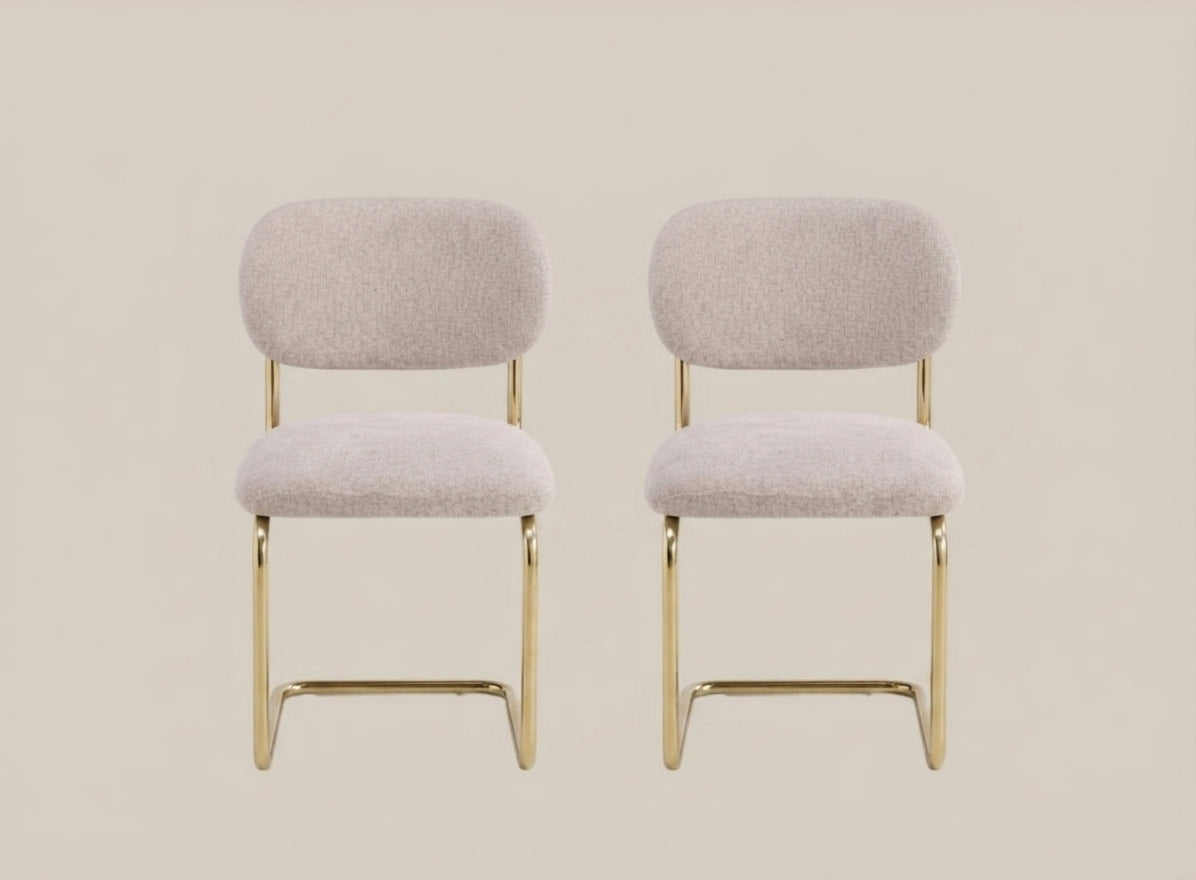 Elmore — Chaise en tissu Marbella marron glacé, piètement doré — vue 3