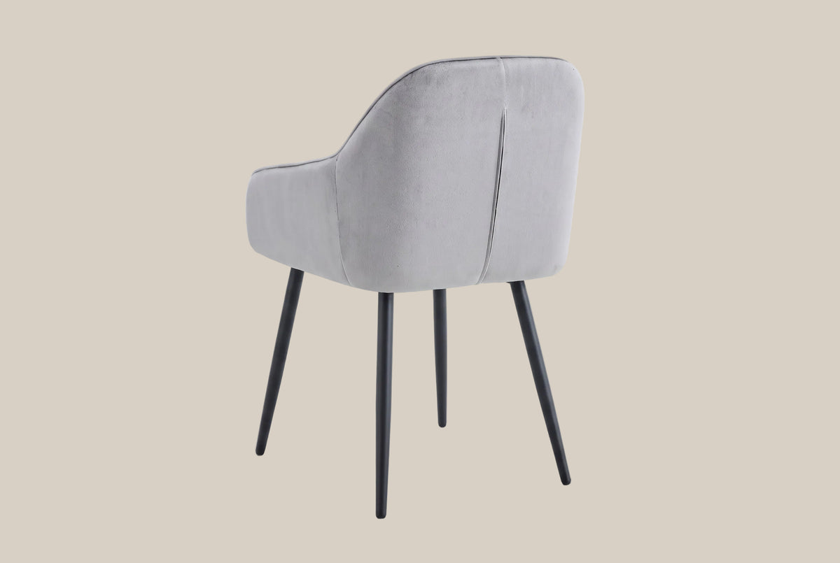 Hartley — Chaise avec accoudoirs en velours gris, piètement chromé — vue 3