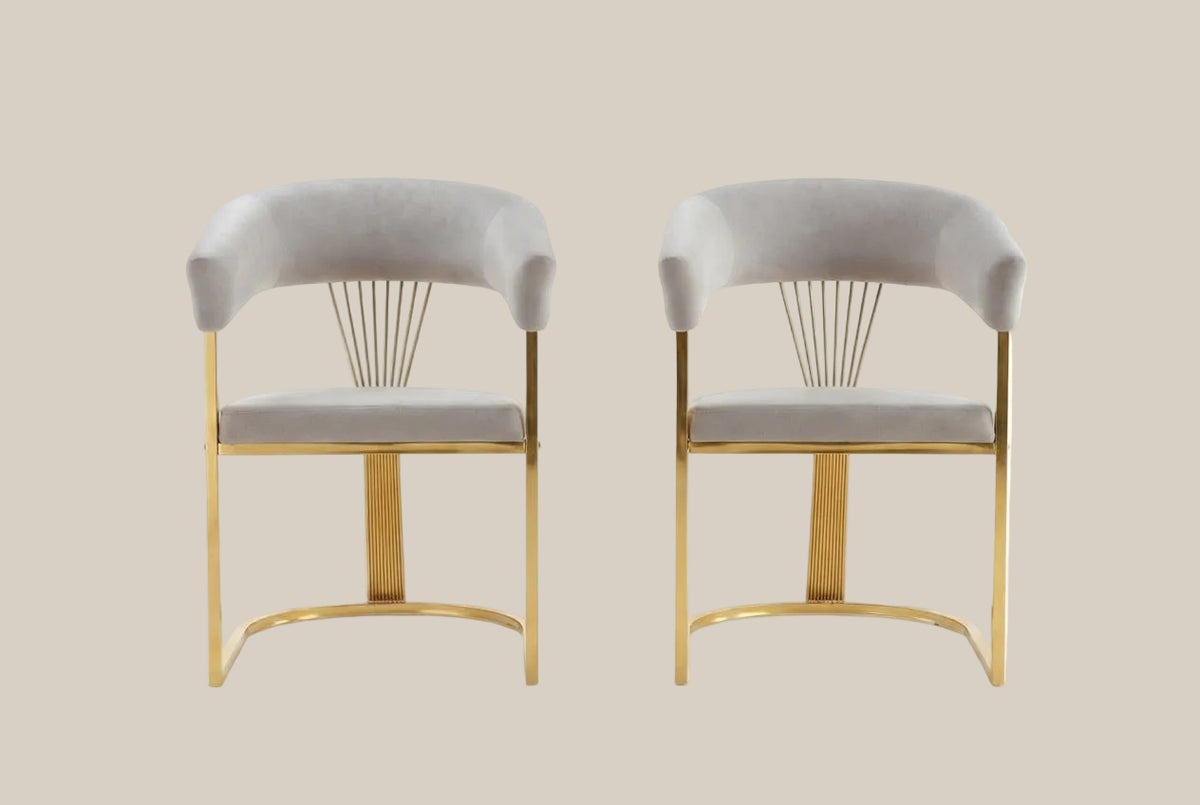 Falmere — Chaise avec accoudoirs en velours moka, piètement gold — vue 4