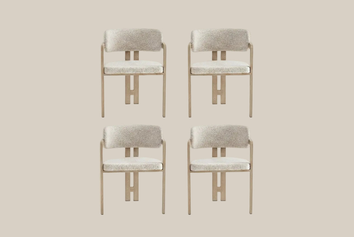 Preston — Chaise en tweed cappuccino, piètement effet chêne griffé — vue 5