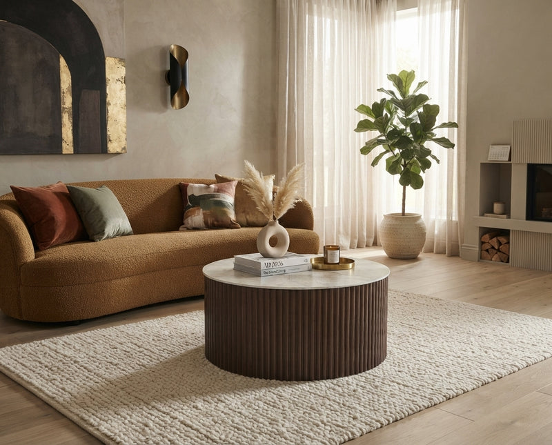 Marsden — Table basse ronde en céramique grise