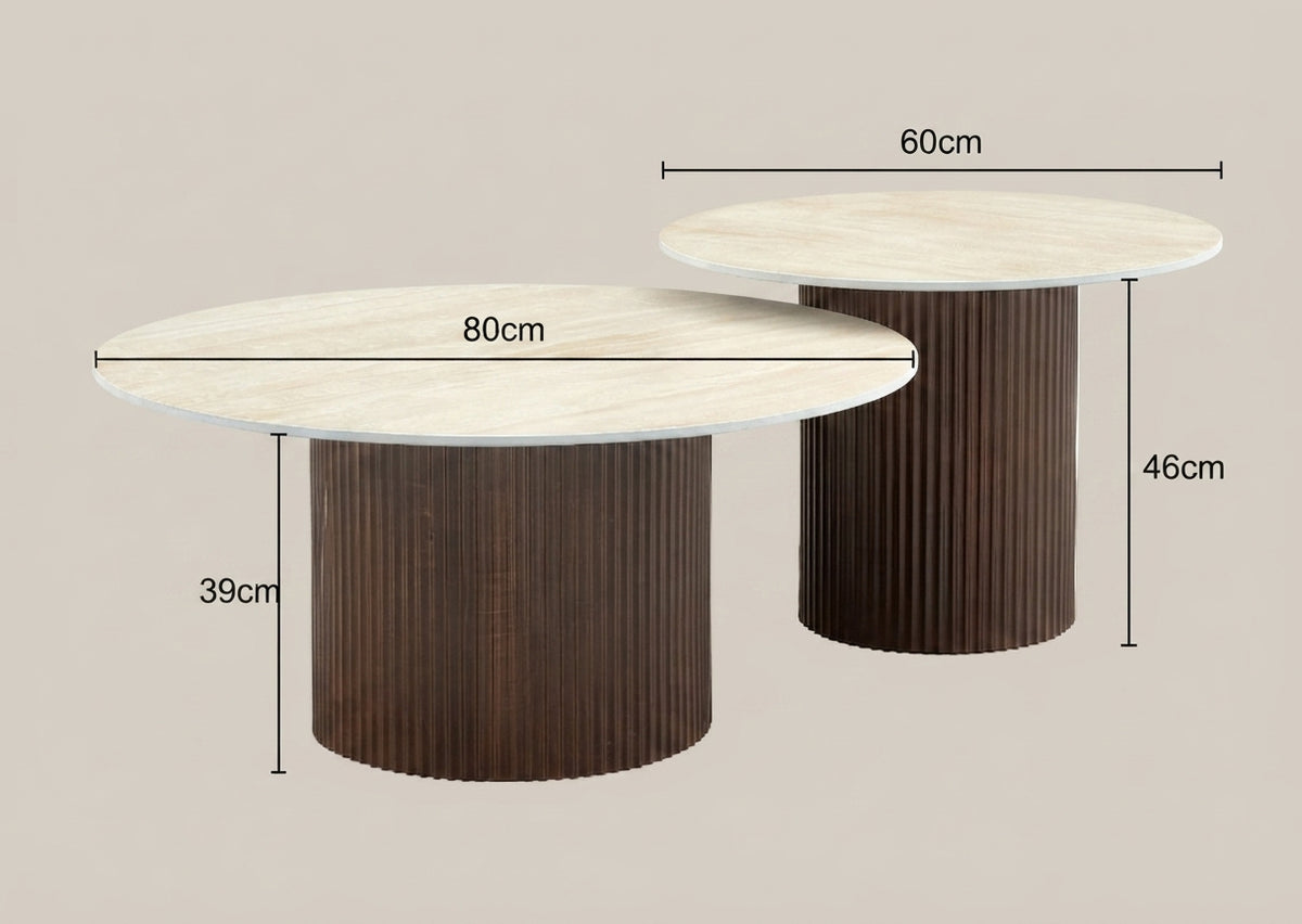 Elmhurst — Table basse en céramique travertin mat — vue 3