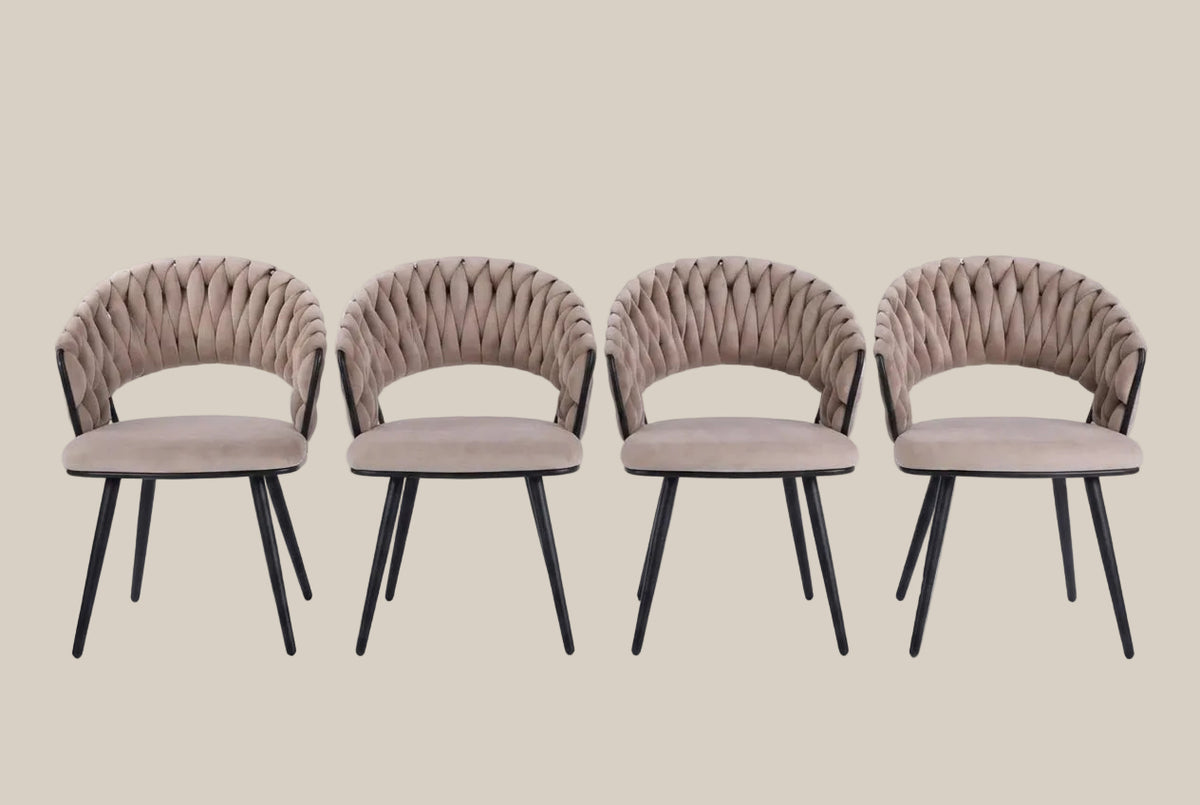 Underwood — Chaise en velours taupe, piètement métal noir — vue 4