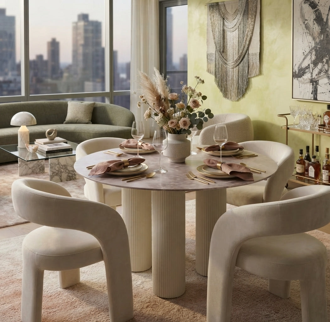 Gatedon — Table à manger en céramique effet marbre gris — vue 2