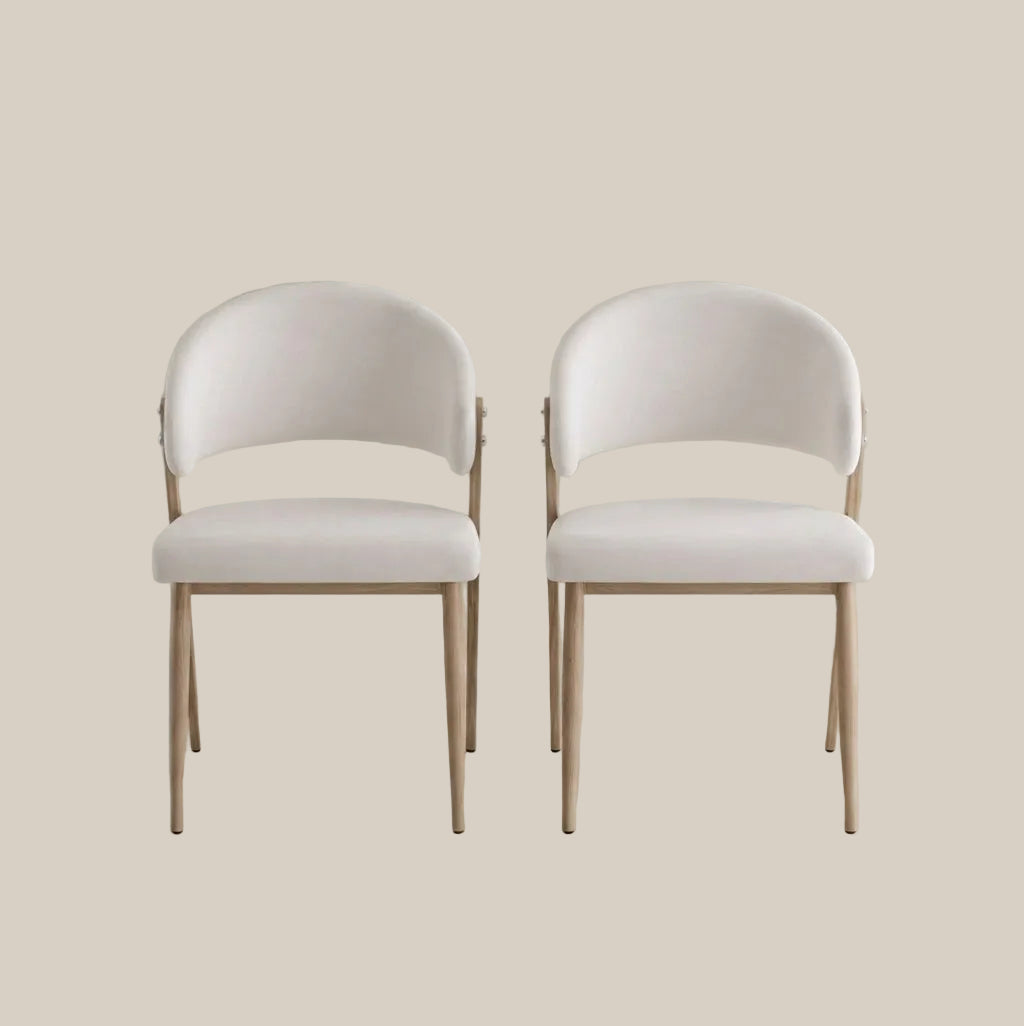 Ashford — Chaise en velours beige, piètement effet bois — vue 3