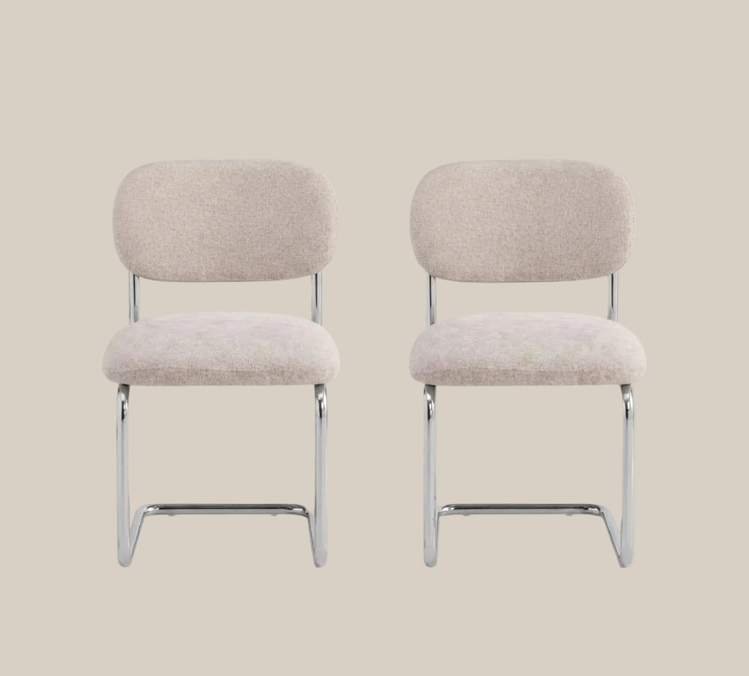 Elmore — Chaise en tissu Marbella marron glacé, piètement chromé — vue 3