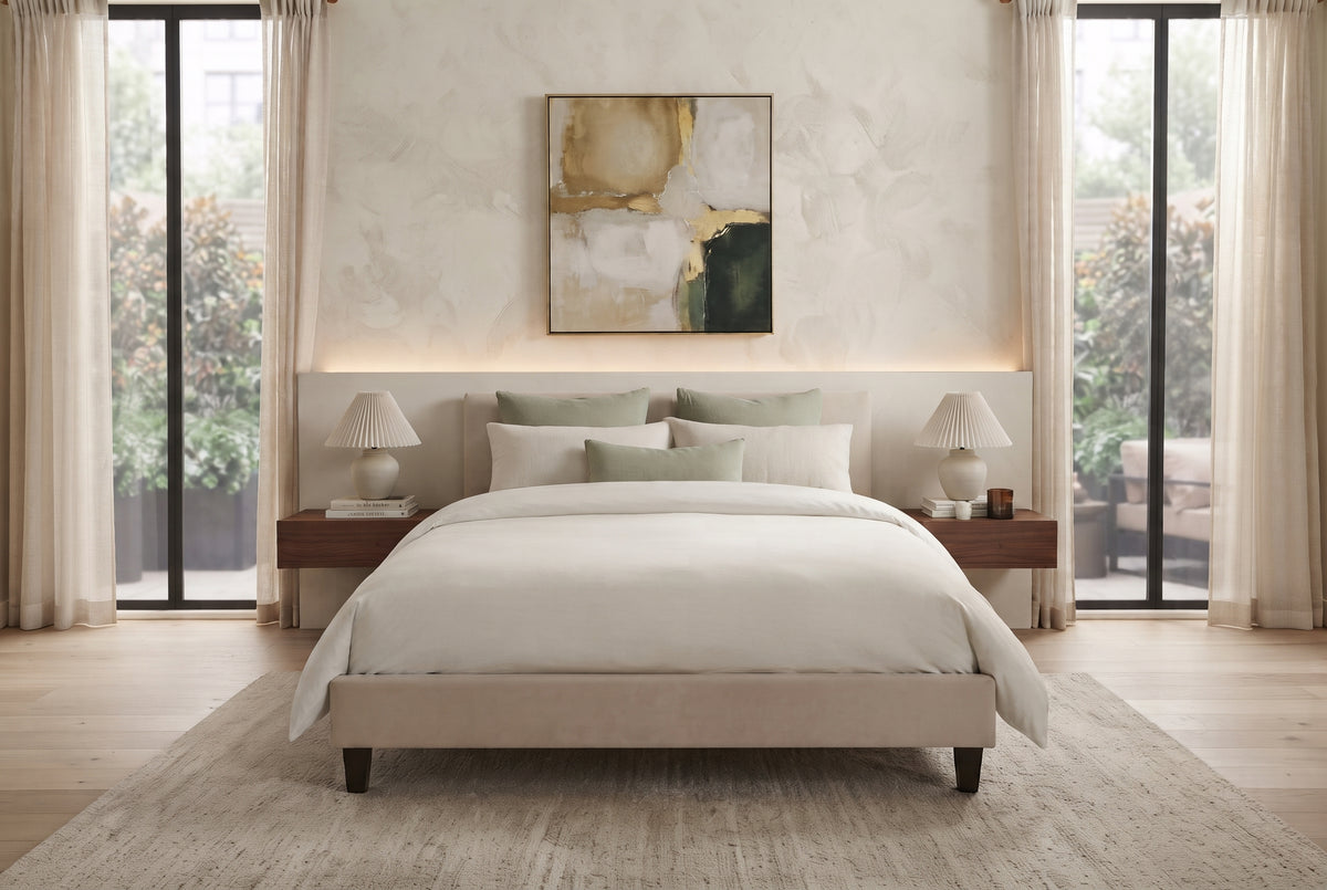 Melbourne Velours — Lit avec sommier intégré, beige, 160 x 200 cm — vue 2