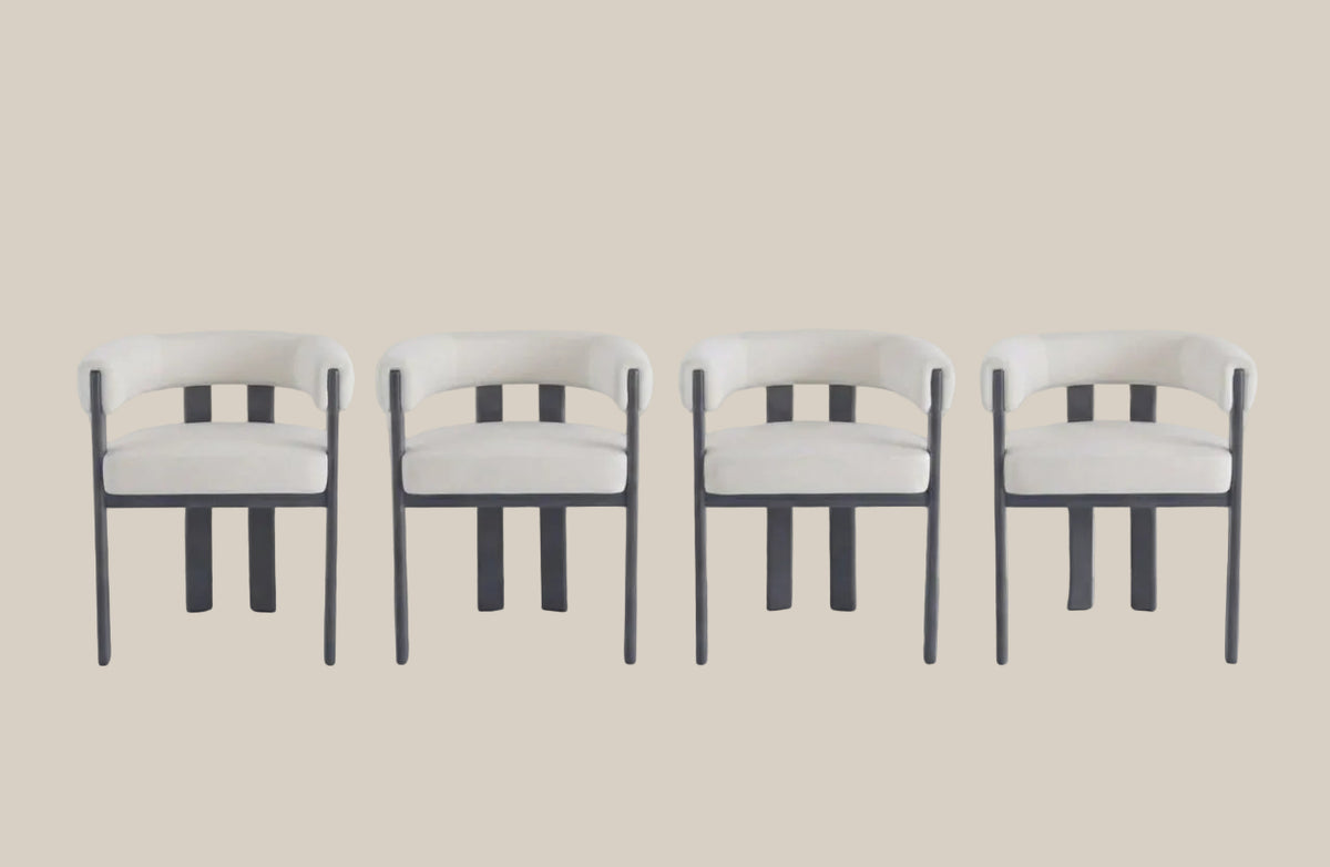 Linton — Chaise en velours beige, piètement métal noir — vue 5