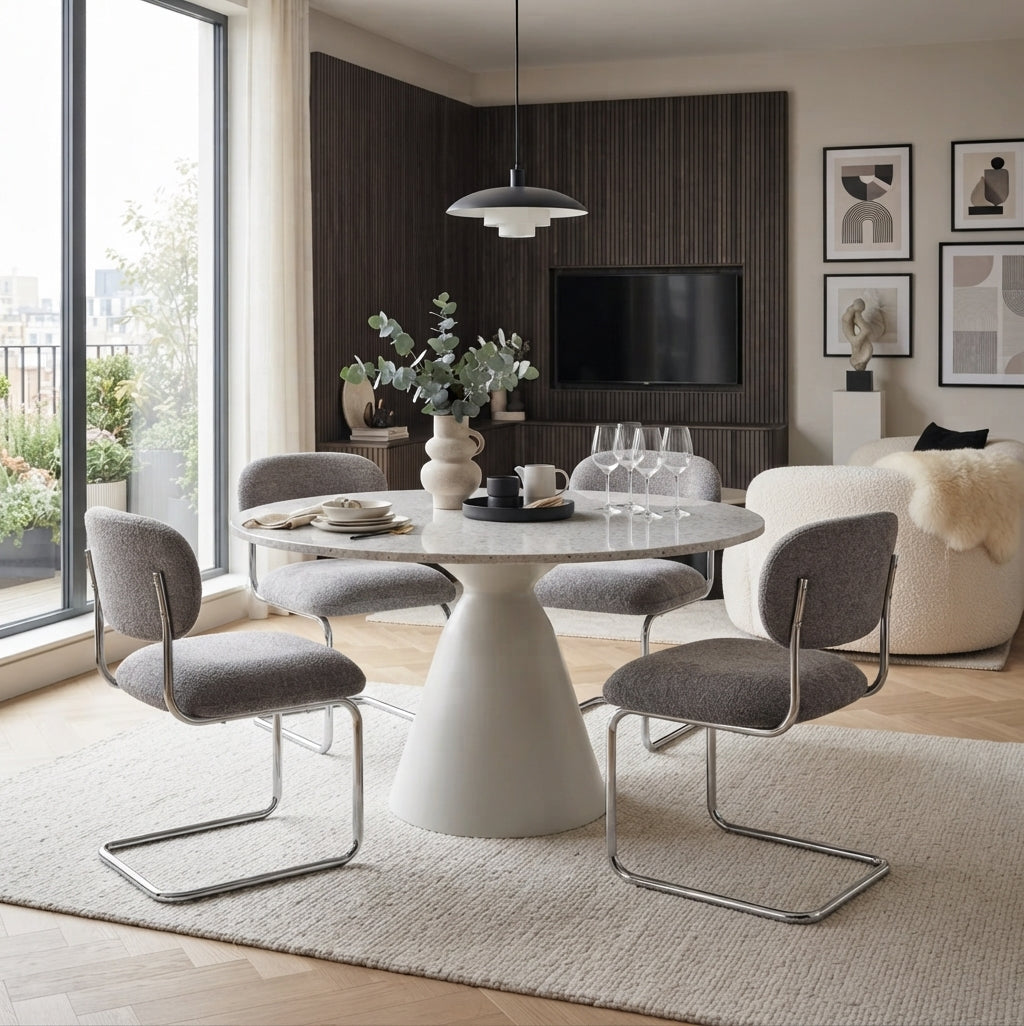 Elmore — Chaise en tissu Marbella anthracite, piètement chromé — vue 1