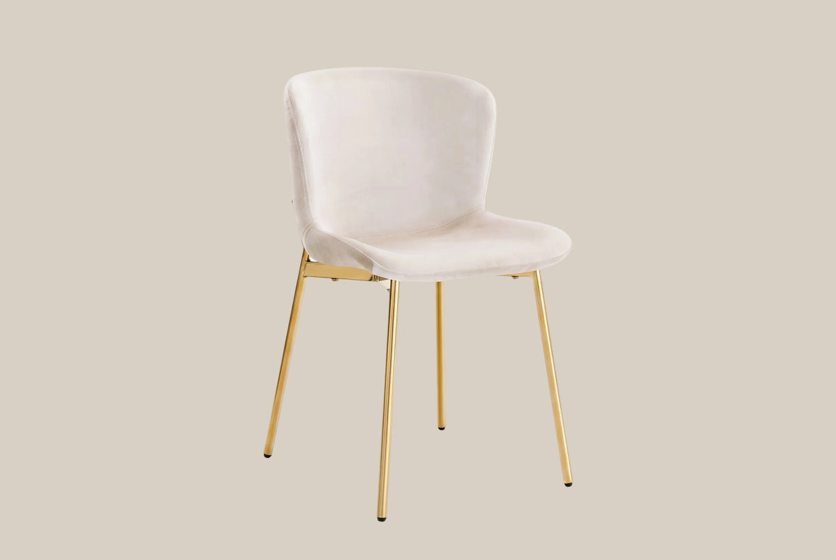 Brackendon — Chaise en velours écru, piètement gold — vue 2