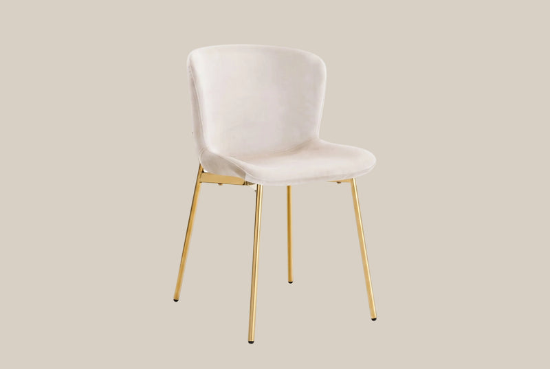 Brackendon — Chaise en velours écru, piètement gold