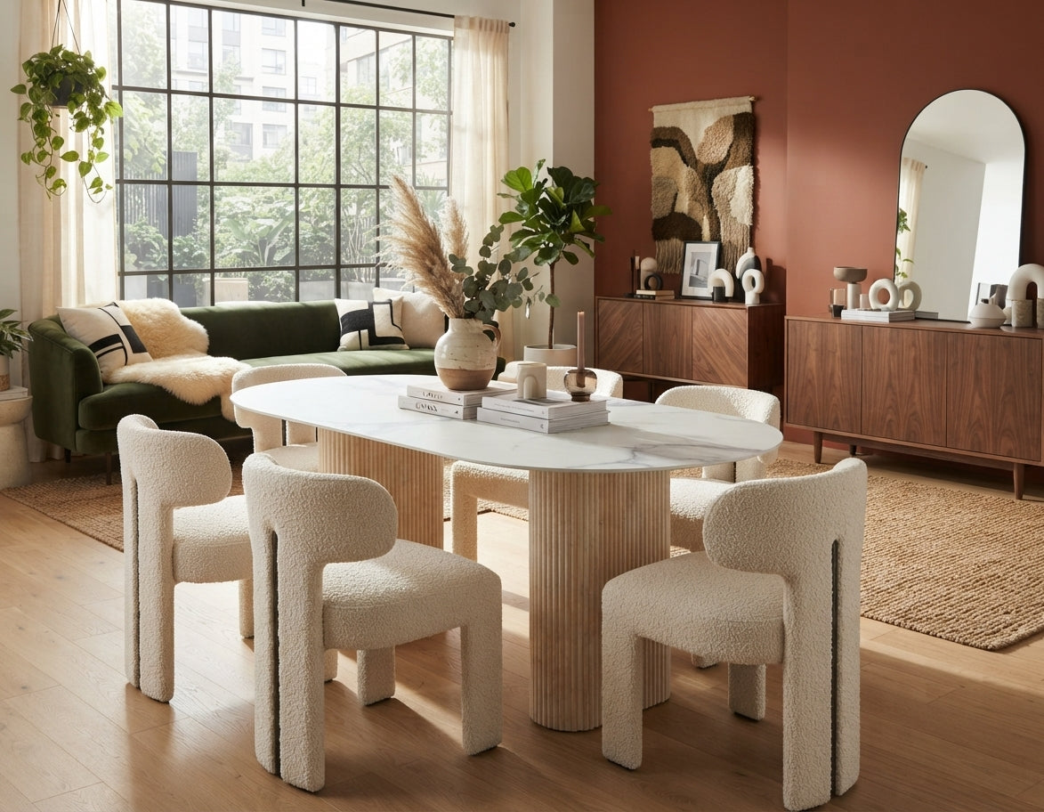 Gatefield — Table à manger en céramique effet marbre blanc — vue 2