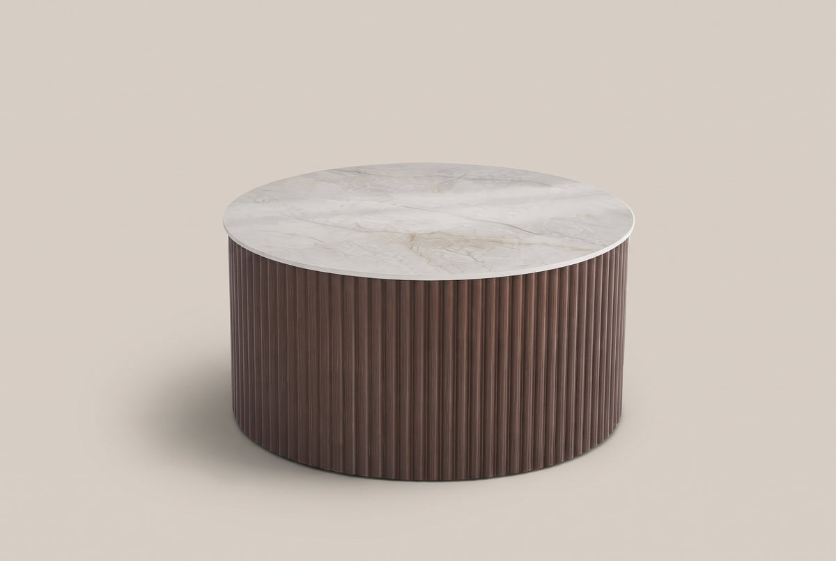 Gresham — Table basse ronde en céramique grise — vue 1