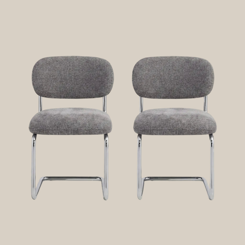 Elmore — Chaise en tissu Marbella anthracite, piètement chromé — vue 3