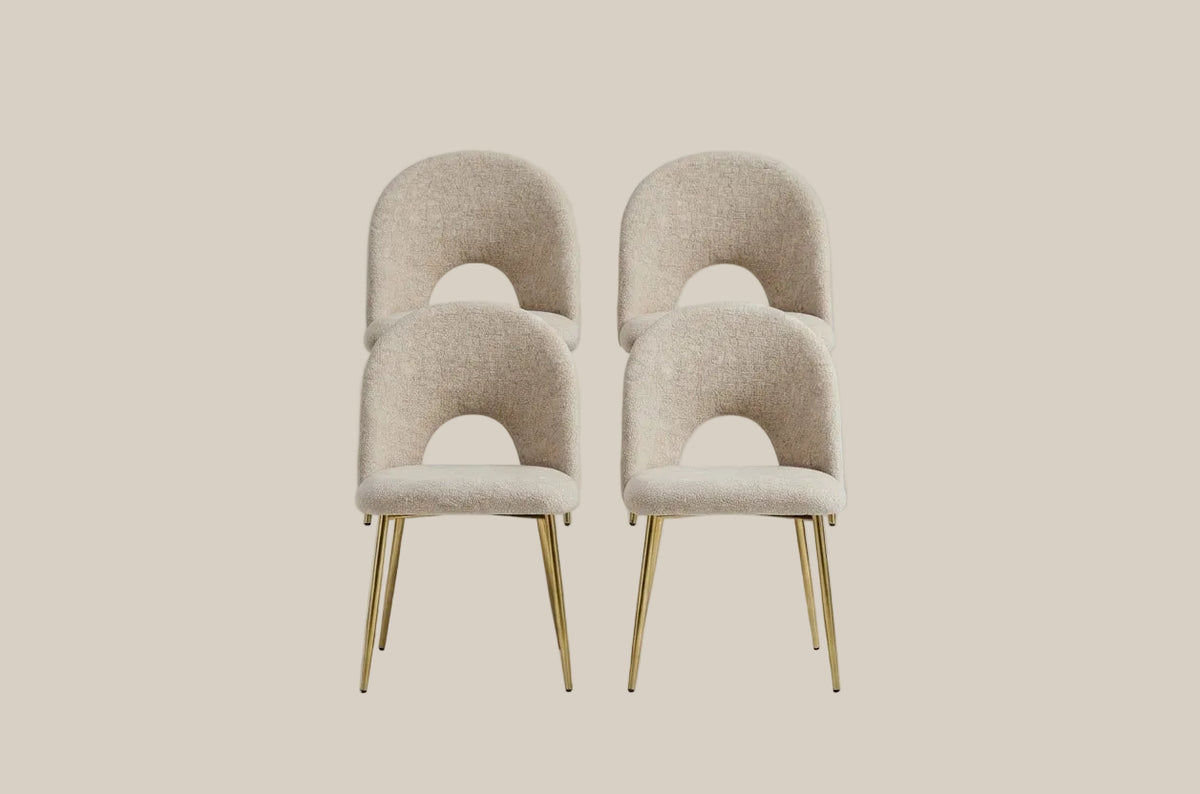 Netherby — Chaise en tissu marbella marron glacé, piètement gold — vue 5