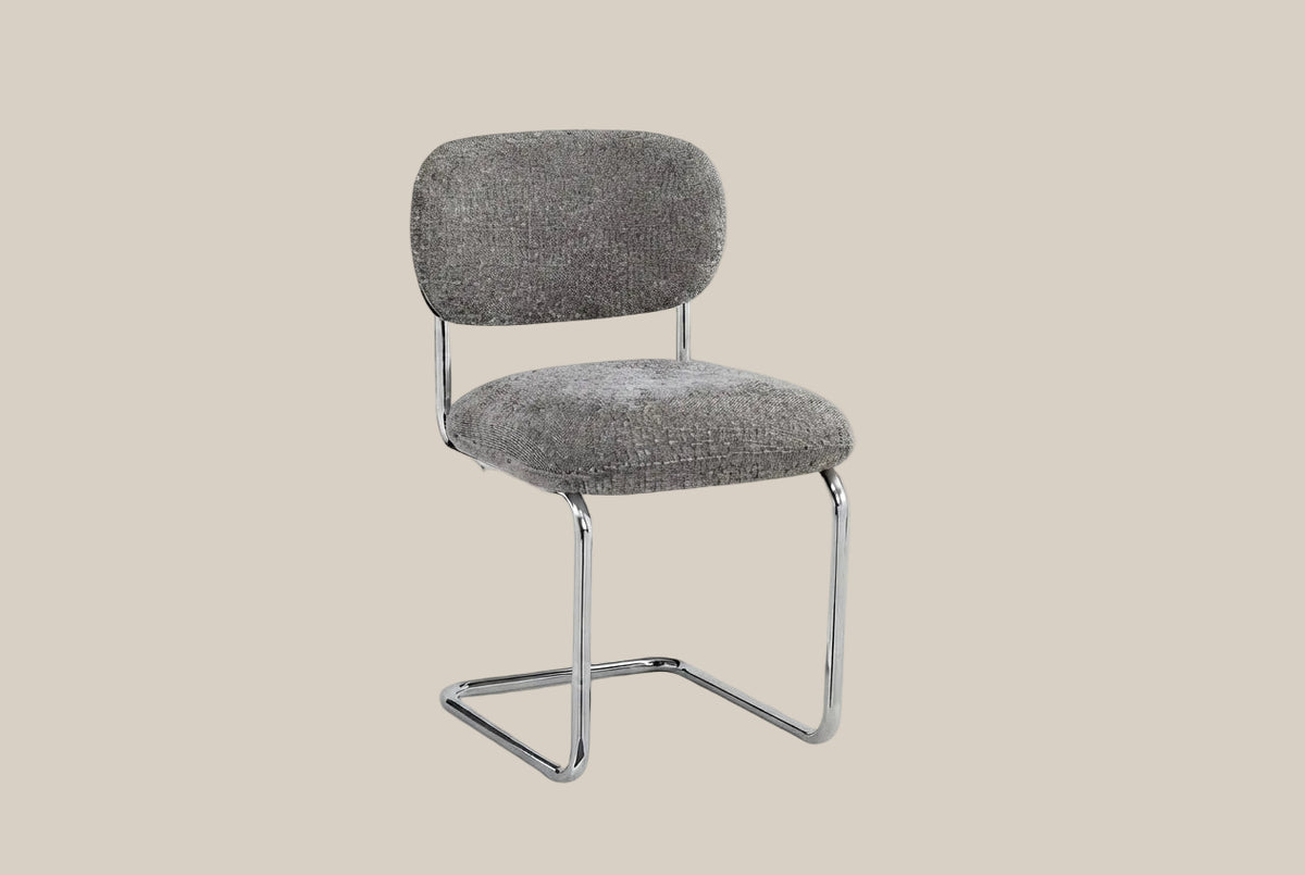 Elmore — Chaise en tissu Marbella anthracite, piètement chromé — vue 2
