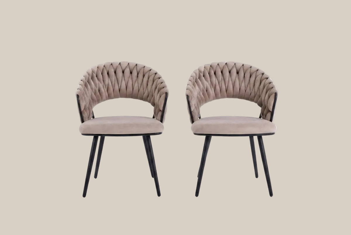 Underwood — Chaise en velours taupe, piètement métal noir — vue 3
