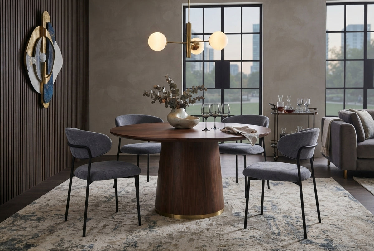 Pendle — Chaise en serge anthracite, piètement métal noir — vue 1