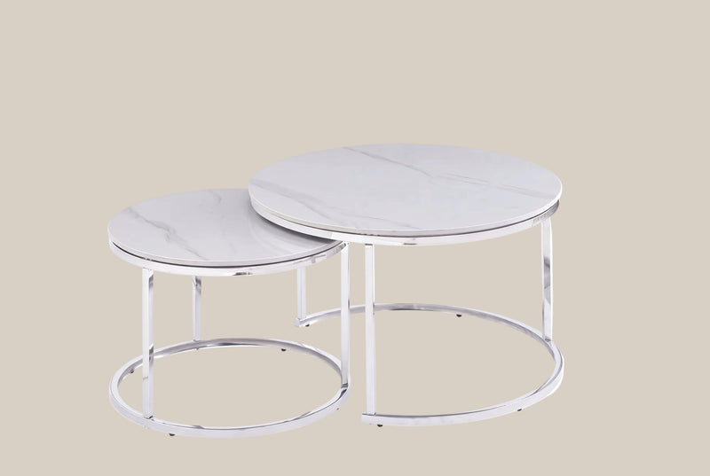 Ainsley — Table basse gigogne en céramique en situation