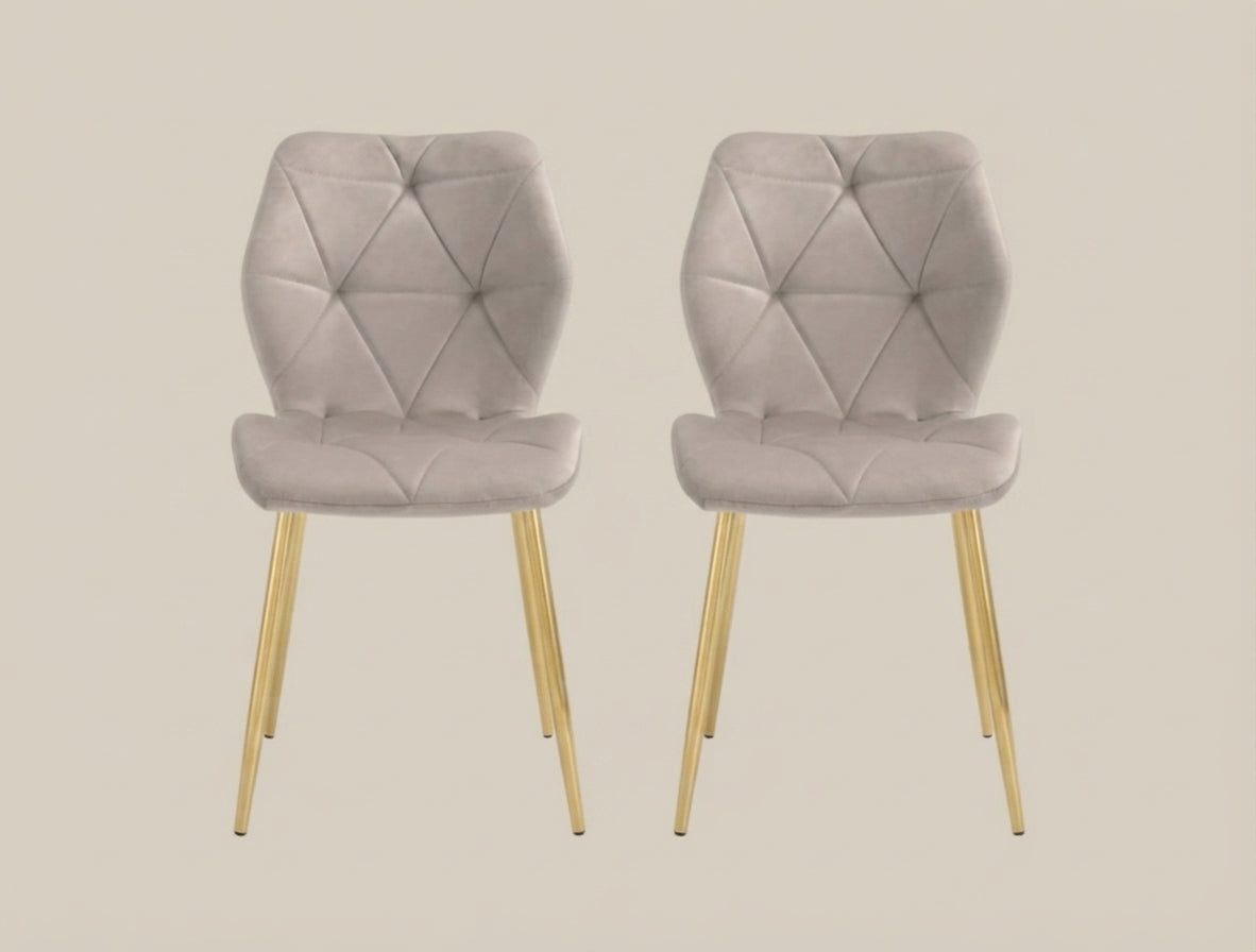 Granby — Chaise en velours taupe, piètement doré — vue 3