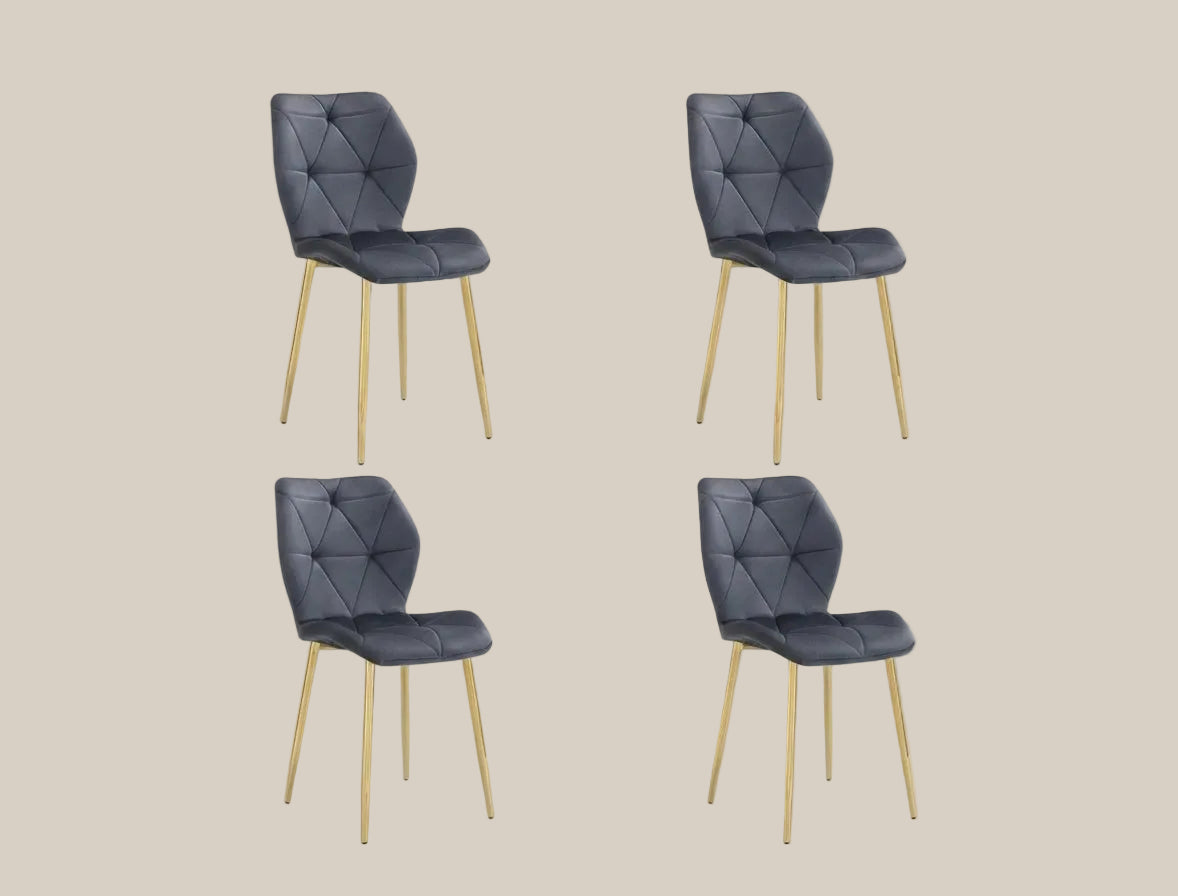 Granby — Chaise en velours anthracite, piètement doré — vue 4