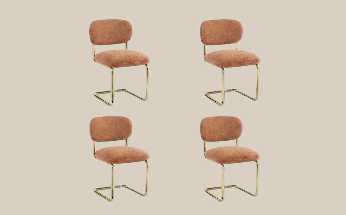 Elmore — Chaise en tissu Marbella terracotta, piètement doré — vue 3