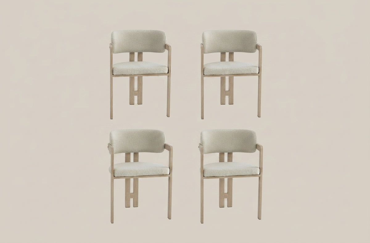 Preston — Chaise en tissu Grain sable, piètement effet chêne griffé — vue 5