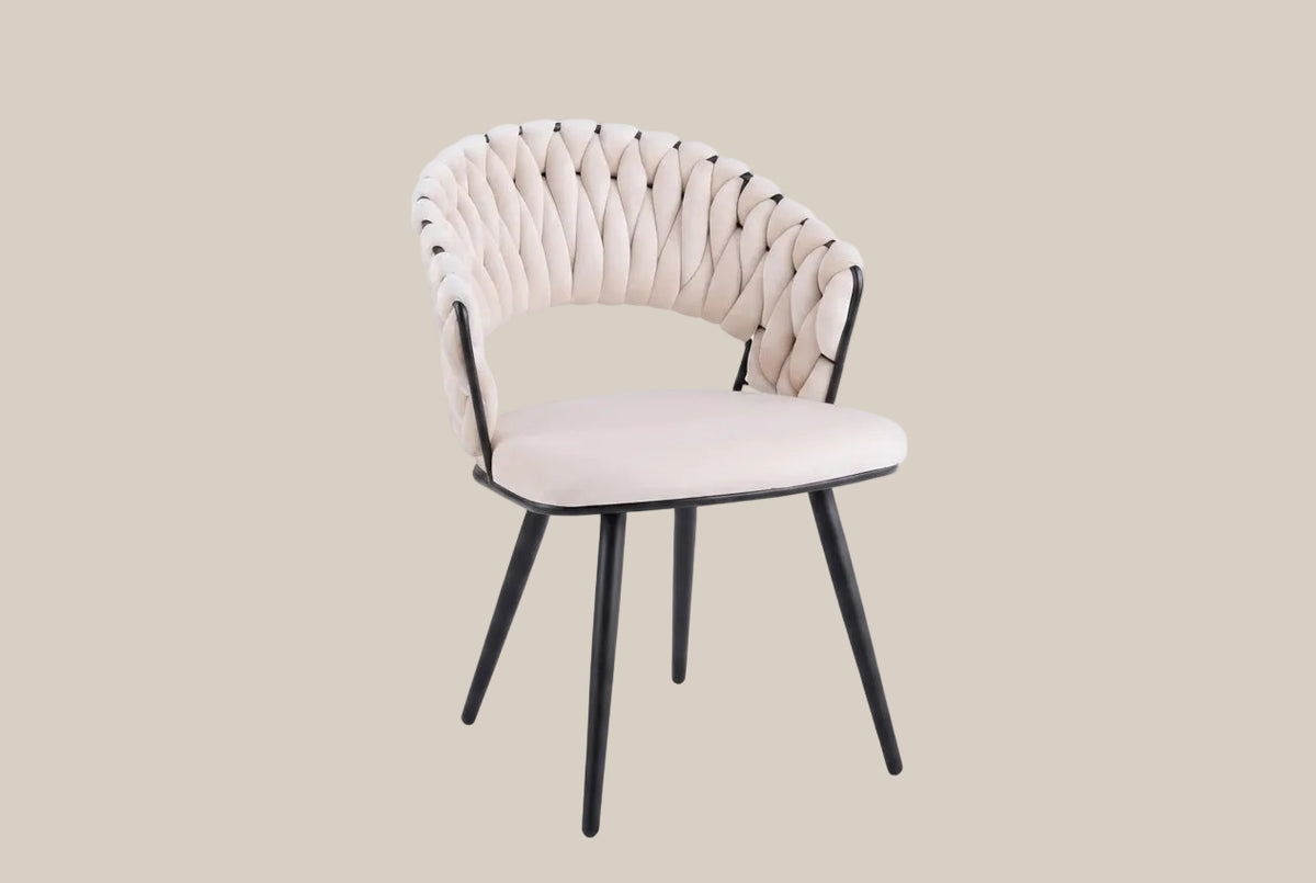 Underwood — Chaise en velours beige, piètement métal noir — vue 2